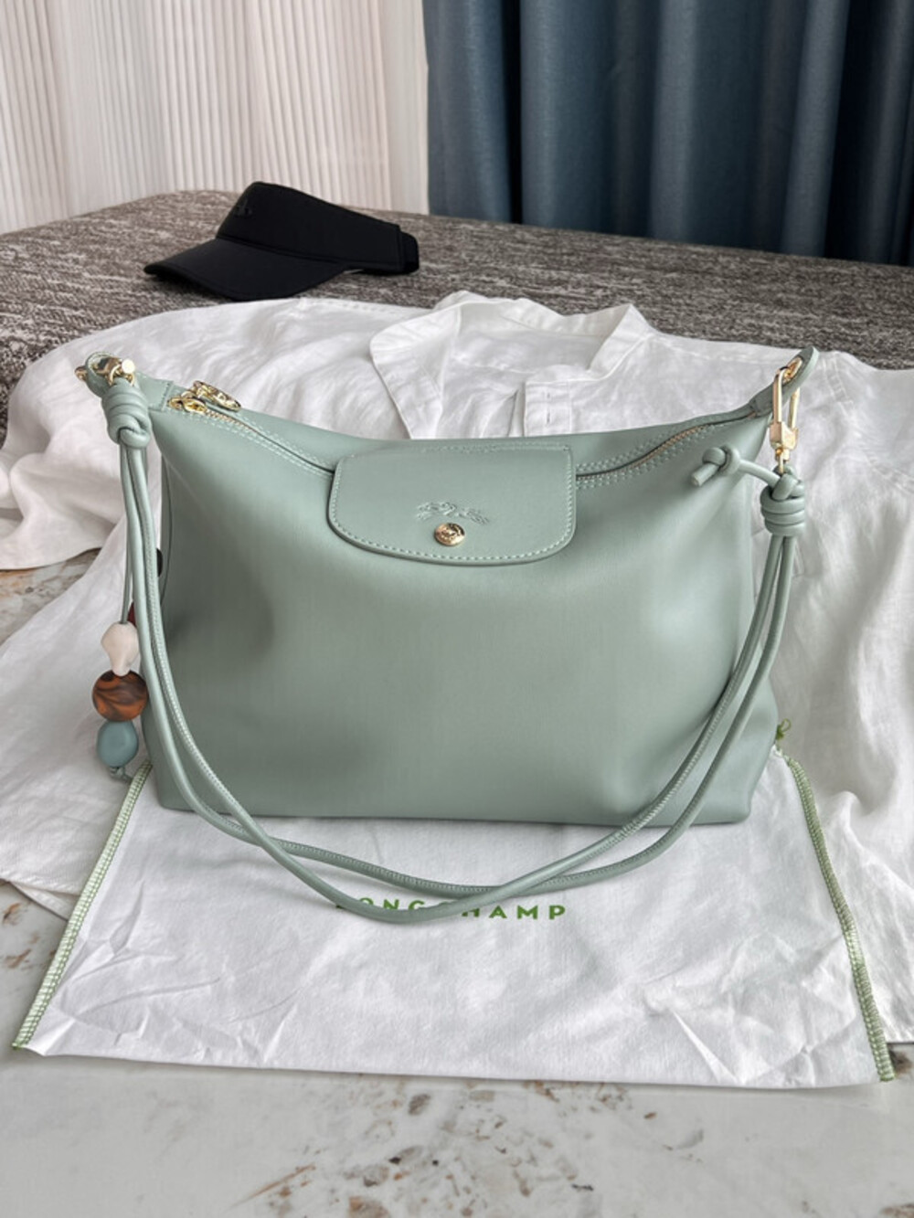 Longchamp Green Hobo Crossbody Bag